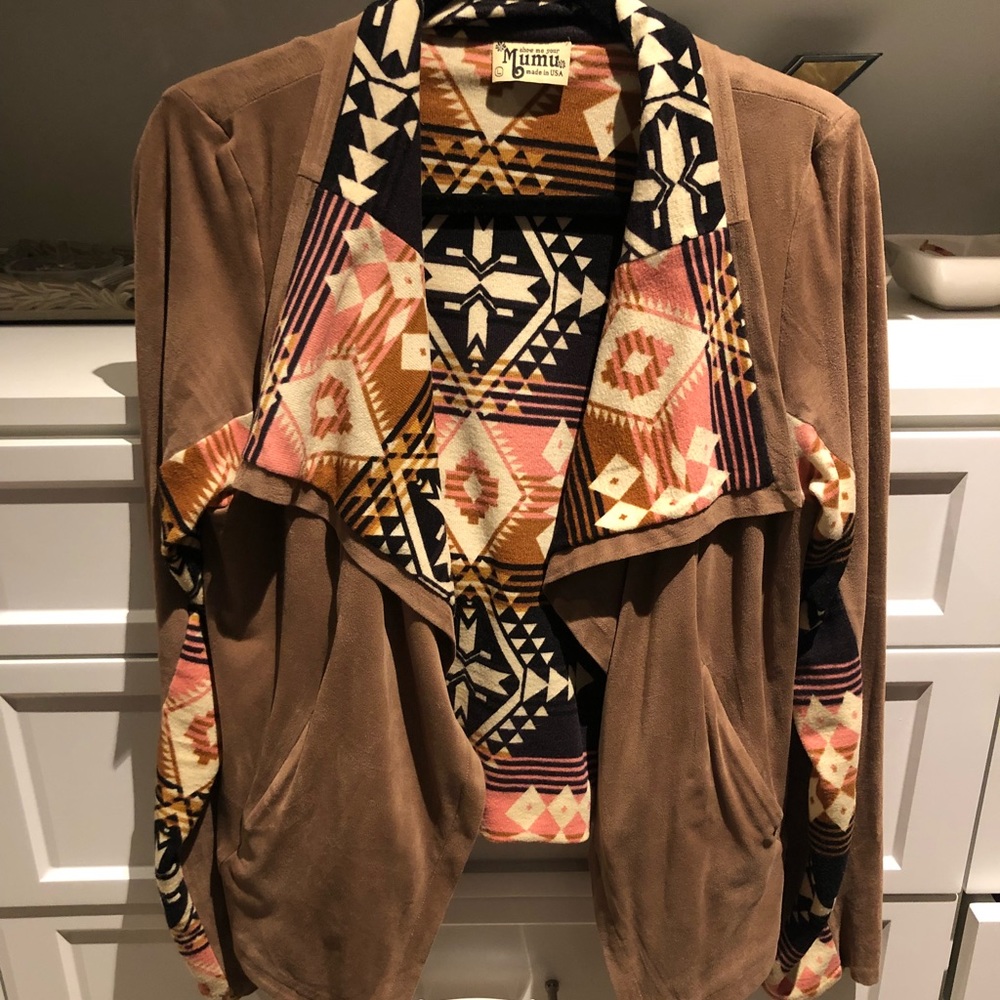 Show Me Your Mumu Cropped Indian Blanket Jacket L